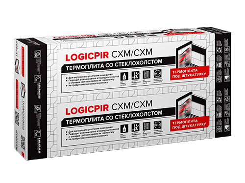 Утеплитель/Теплоизоляция LOGICPIR Prof СХМ/СХМ Г2 L-2385х1185х65, Технониколь, утеплитель PIR с обкладкой из стеклохолста